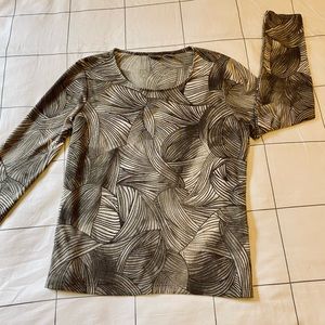 Chico’s brown palm-frond top 3/4 sleeves size 1